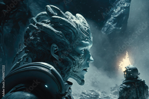 Alien Face, Planet, Science Fiction, Exploration, Generative Ai