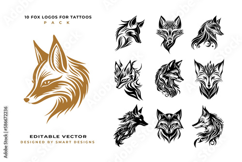 Fox Logos for Tattoos Pack x10