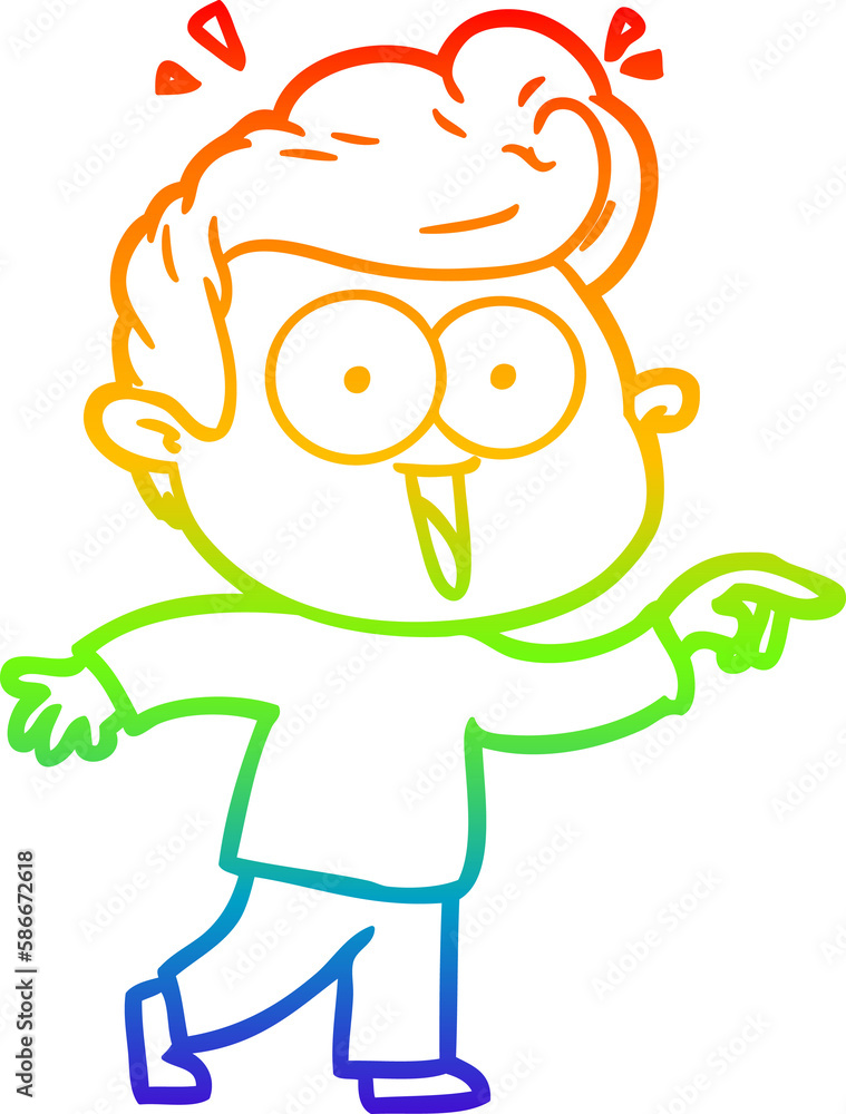 rainbow gradient line drawing cartoon excited man rainbow gradient line drawing cartoon excited man