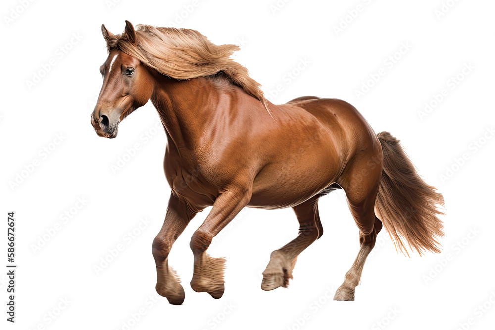 an isolated brown palomino horse running, jumping, side view portrait, equestrian-themed photorealistic illustration on a transparent background cutout in PNG, Generative AI an isolated brown palomino horse running, jumping, side view portrait, equestrian-themed photorealistic illustration on a transparent background cutout in PNG, Generative AI