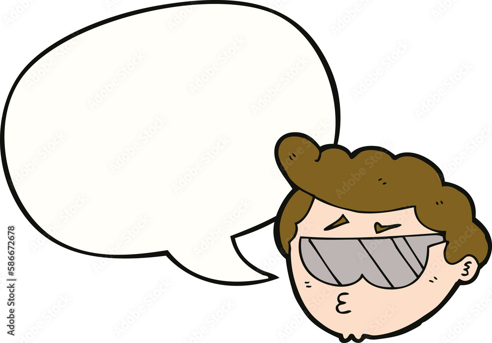 cartoon boy wearing sunglasses and speech bubble cartoon boy wearing sunglasses and speech bubble