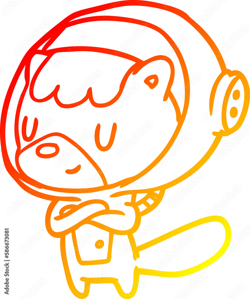 Fototapeta premium warm gradient line drawing cat astronaut animals