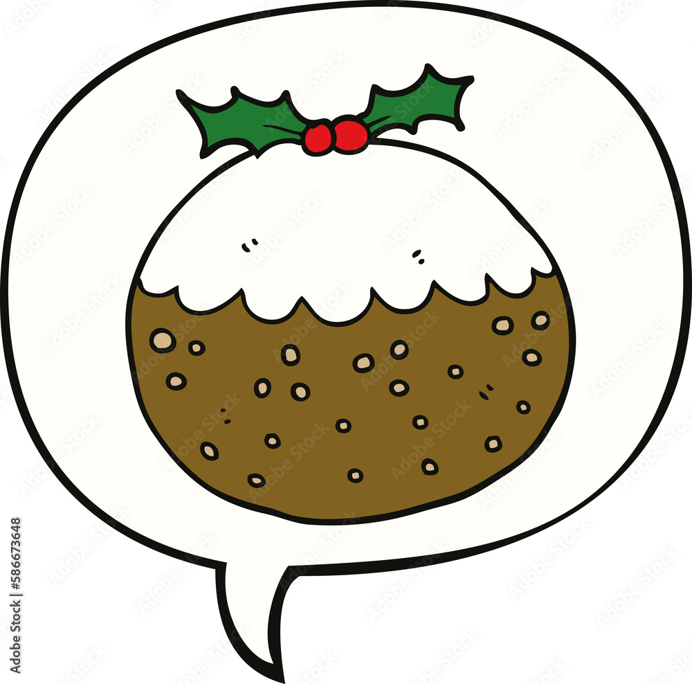 cartoon christmas pudding and speech bubble cartoon christmas pudding and speech bubble
