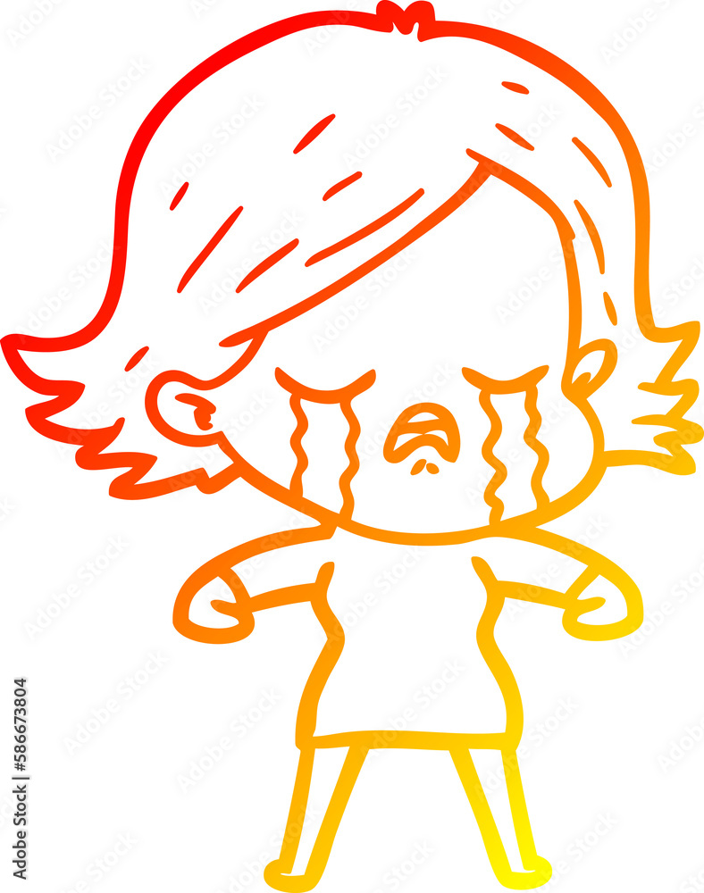 warm gradient line drawing cartoon girl crying warm gradient line drawing cartoon girl crying