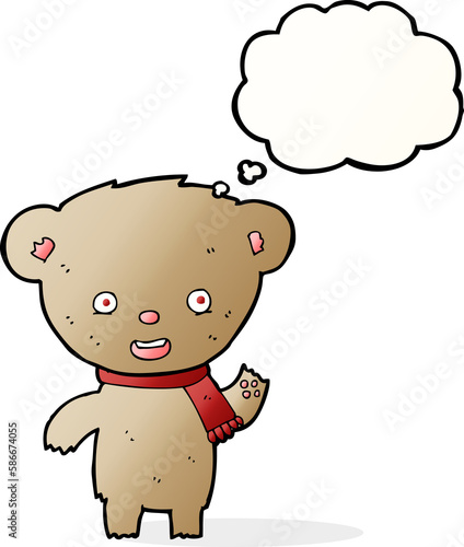 cartoon teddy bear with thought bubble