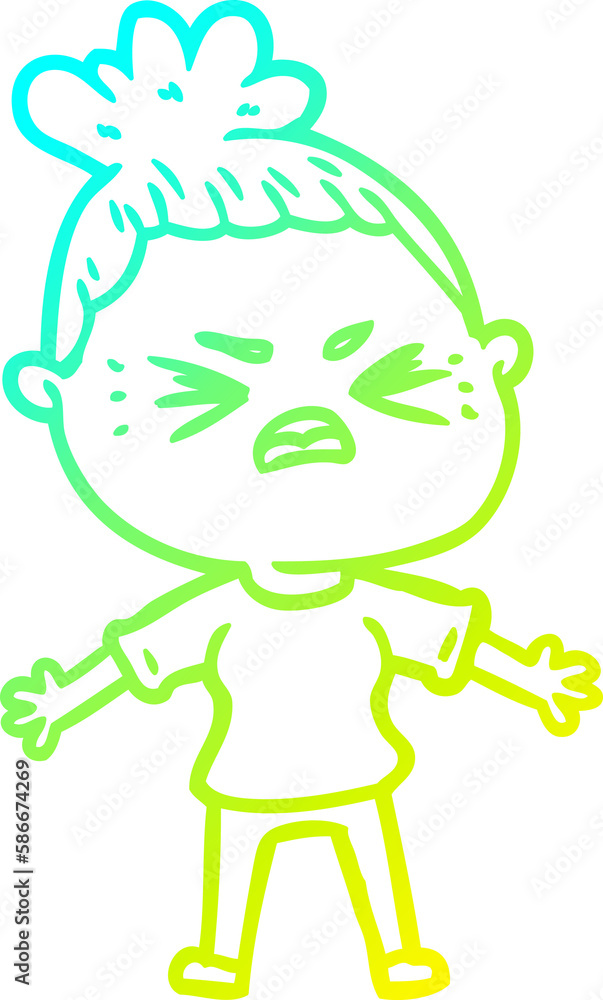 cold gradient line drawing cartoon angry woman cold gradient line drawing cartoon angry woman