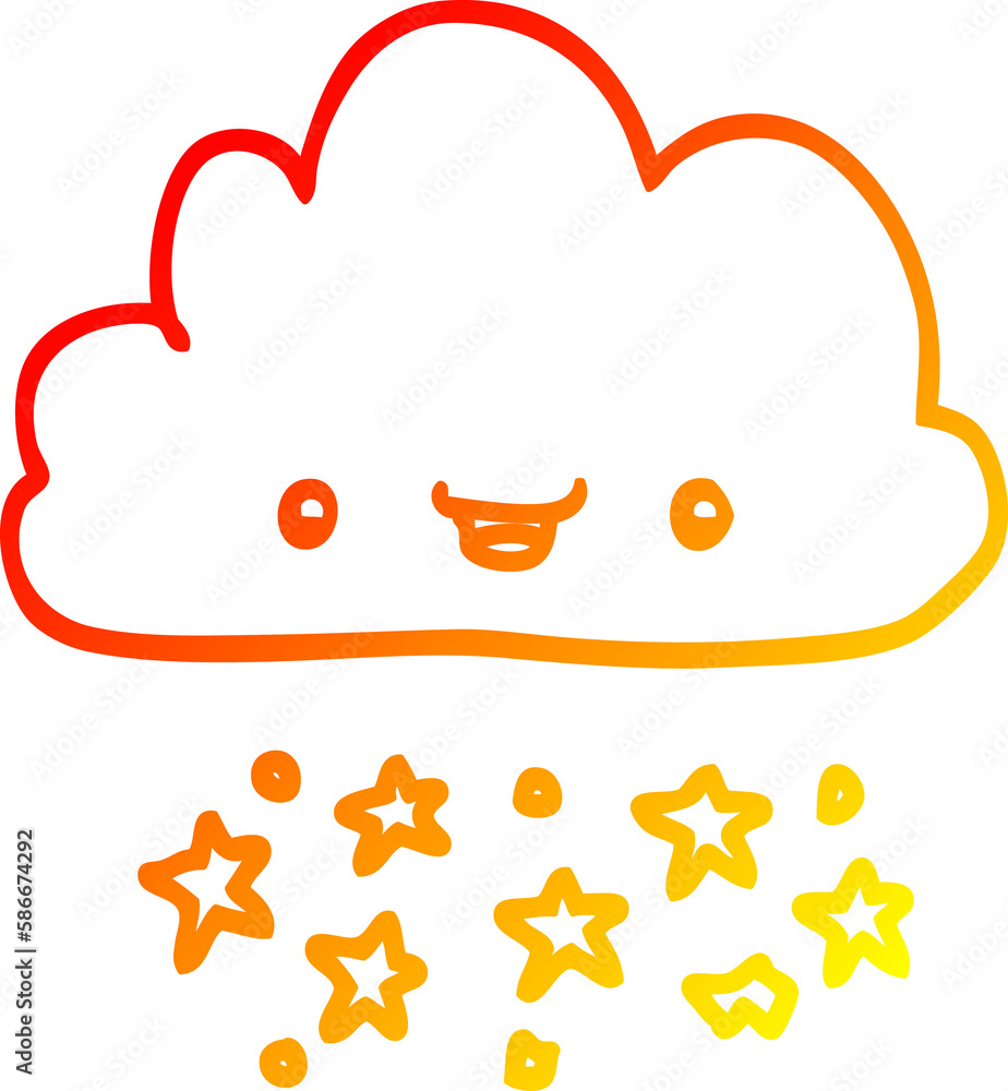 warm gradient line drawing cartoon storm cloud