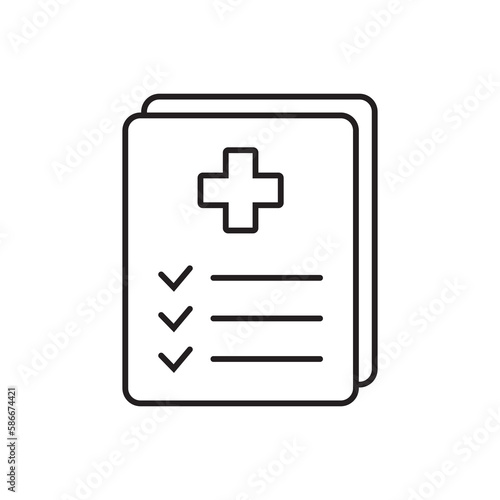 Medical record icon, medical report icon, medical history thin line icon, vector isolated. © Maksim