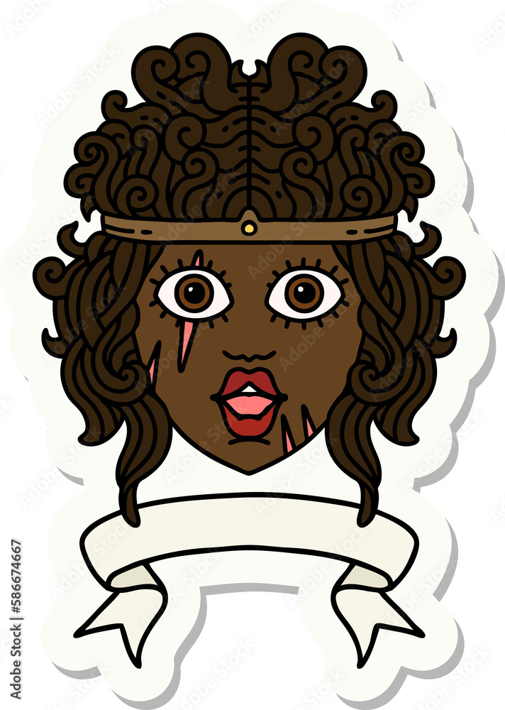 human barbarian character with banner sticker human barbarian character with banner sticker