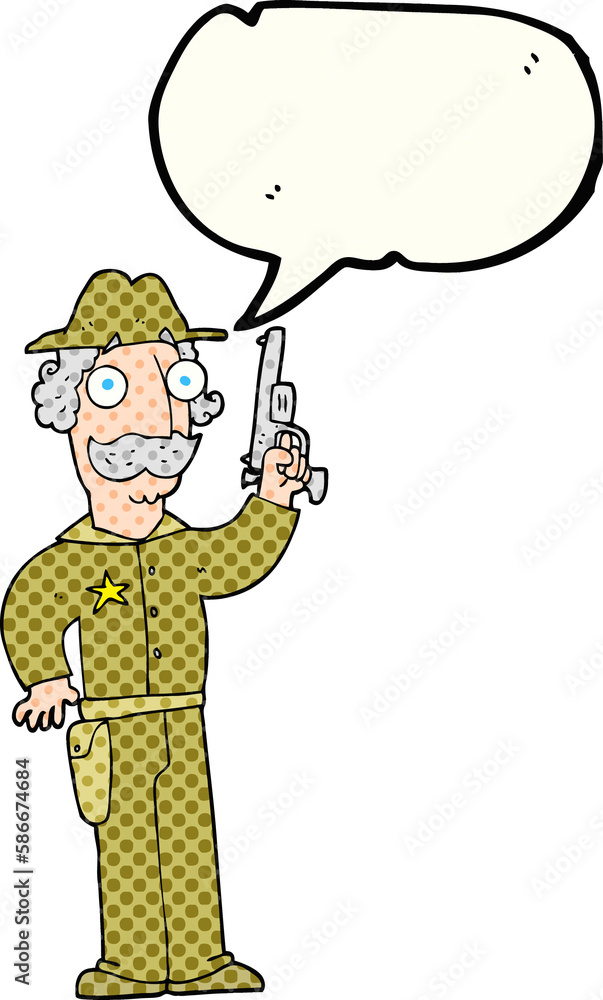 Obraz premium comic book speech bubble cartoon sheriff