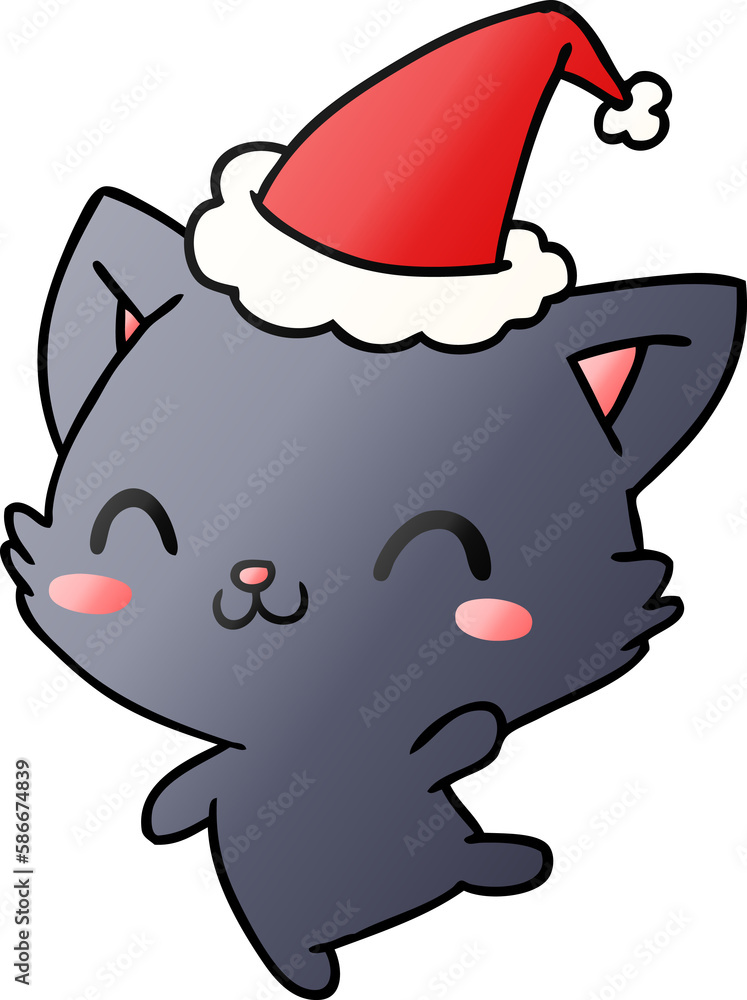 christmas gradient cartoon of kawaii cat christmas gradient cartoon of kawaii cat