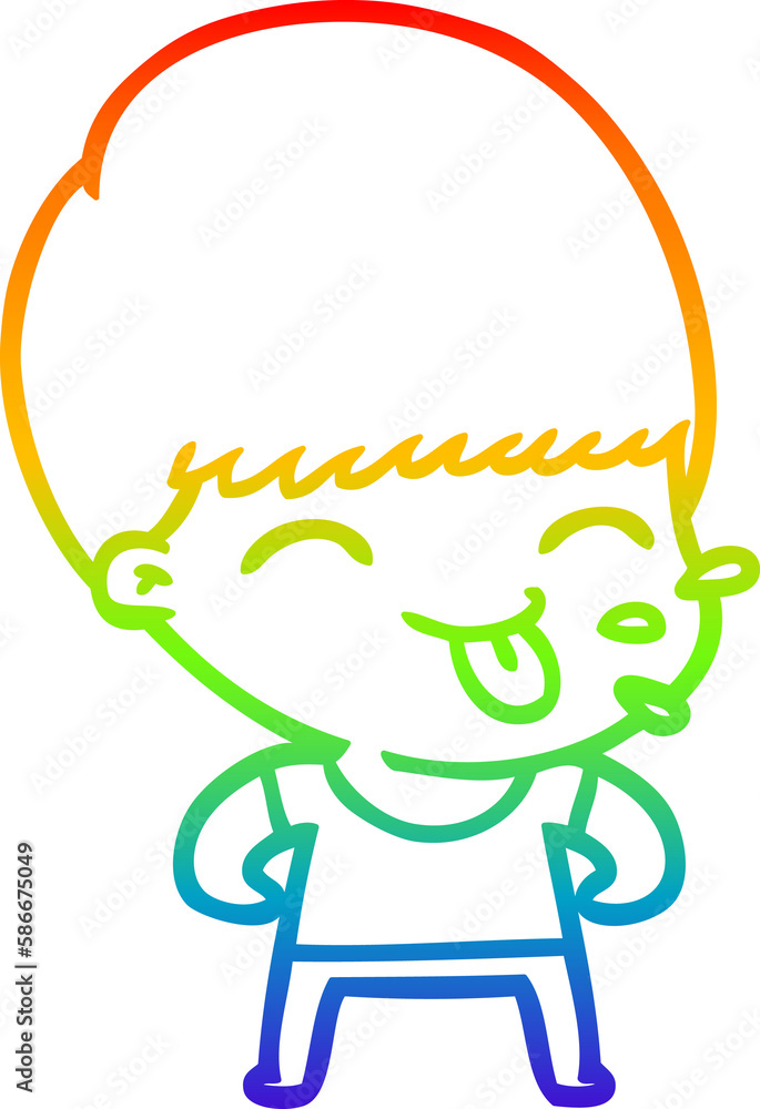 rainbow gradient line drawing funny cartoon boy rainbow gradient line drawing funny cartoon boy