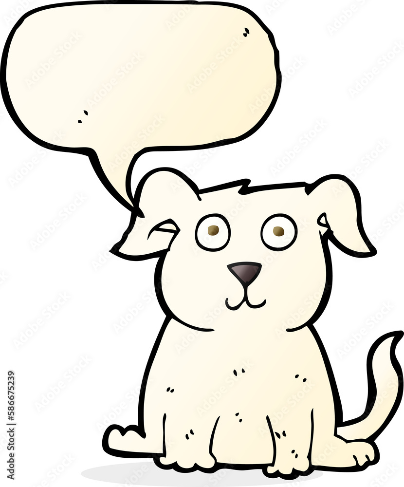 cartoon happy dog with speech bubble cartoon happy dog with speech bubble
