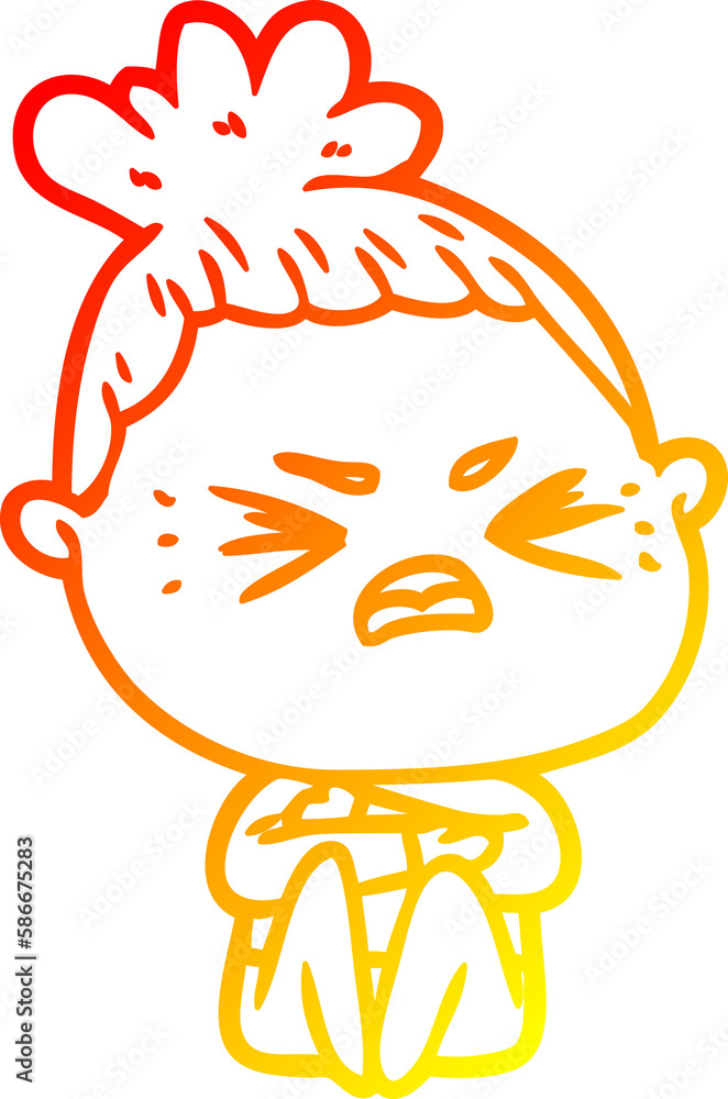 warm gradient line drawing cartoon angry woman warm gradient line drawing cartoon angry woman