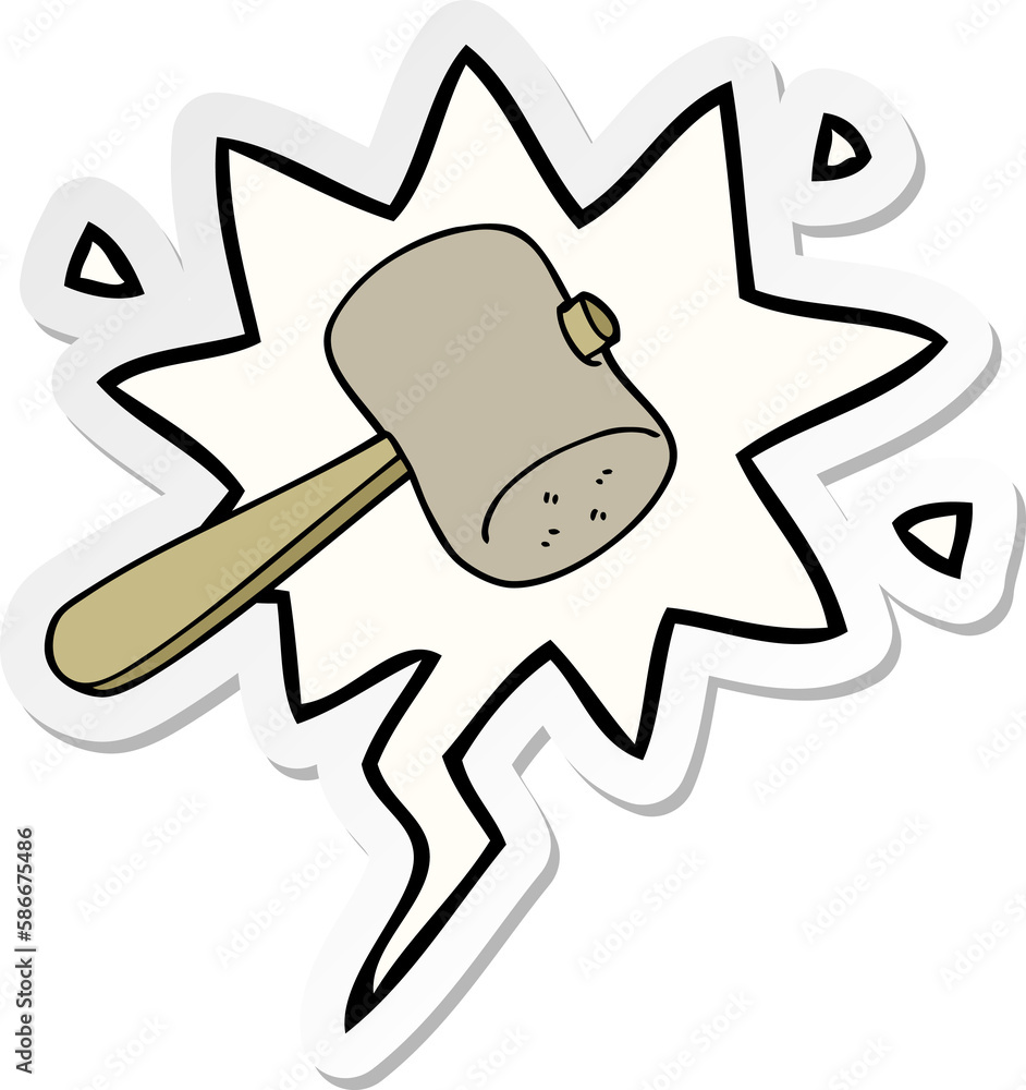 cartoon mallet and speech bubble sticker cartoon mallet and speech bubble sticker