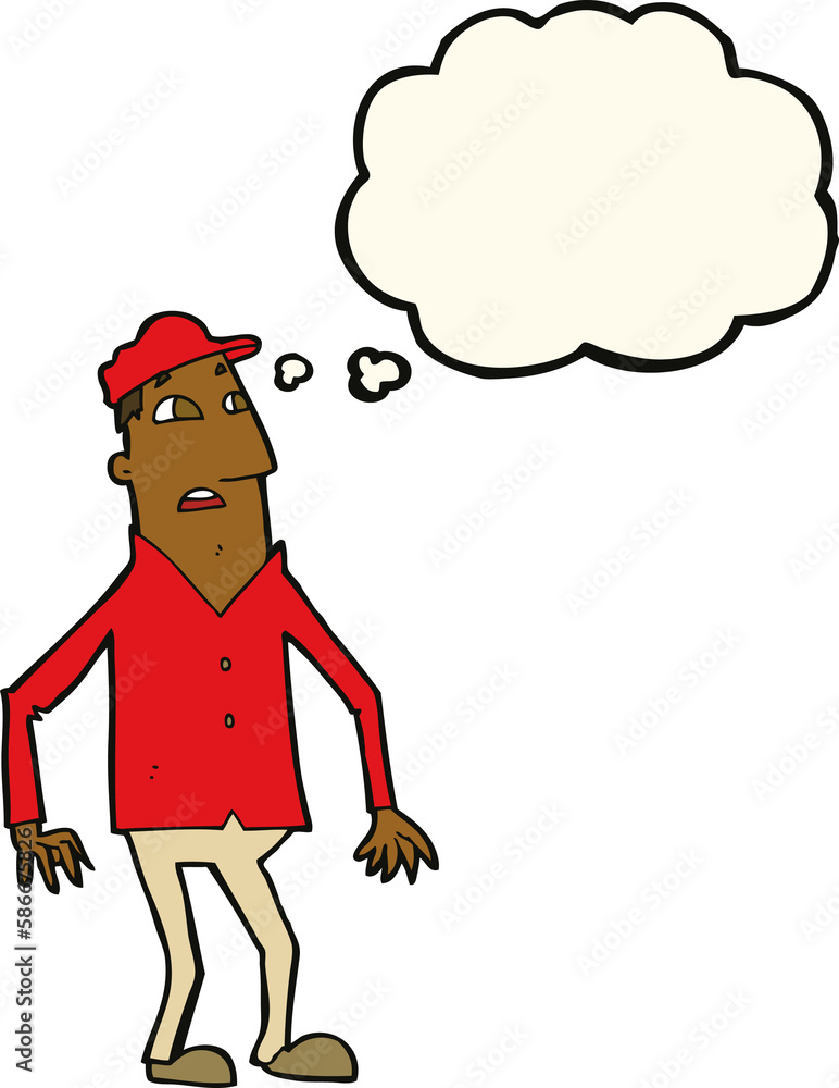 Fototapeta premium cartoon shocked man with thought bubble