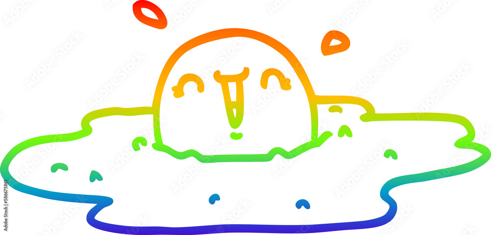 rainbow gradient line drawing cartoon fried egg rainbow gradient line drawing cartoon fried egg