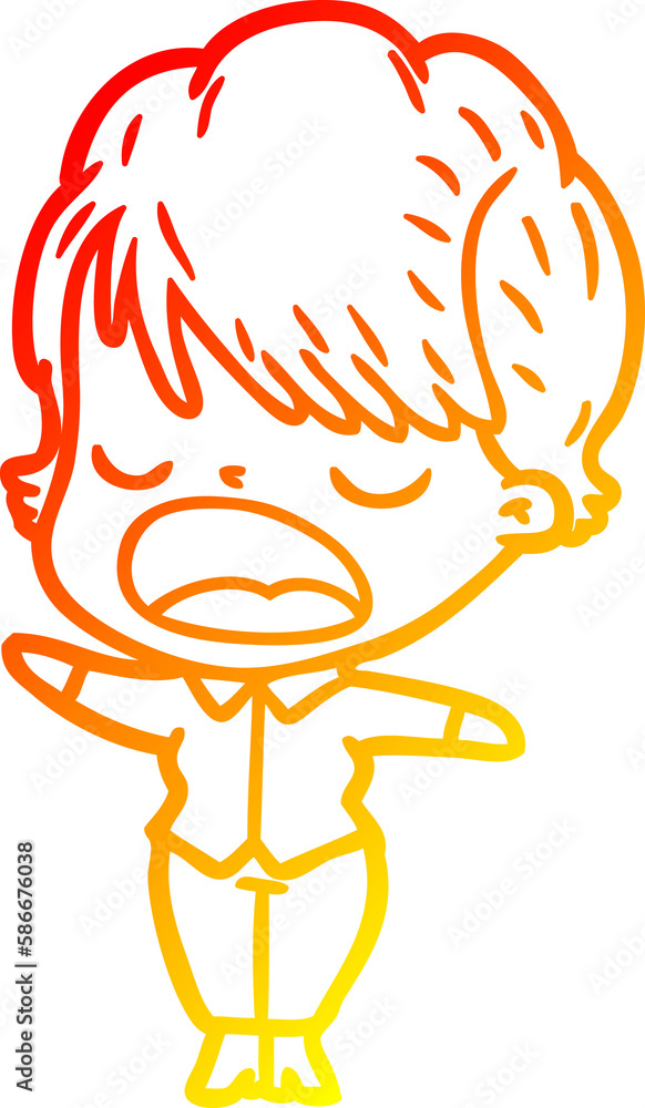 warm gradient line drawing cartoon woman talking warm gradient line drawing cartoon woman talking