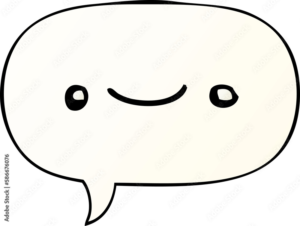 happy cartoon face and speech bubble in smooth gradient style happy cartoon face and speech bubble in smooth gradient style
