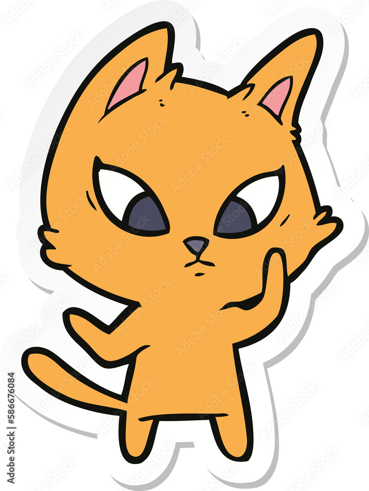 sticker of a confused cartoon cat sticker of a confused cartoon cat
