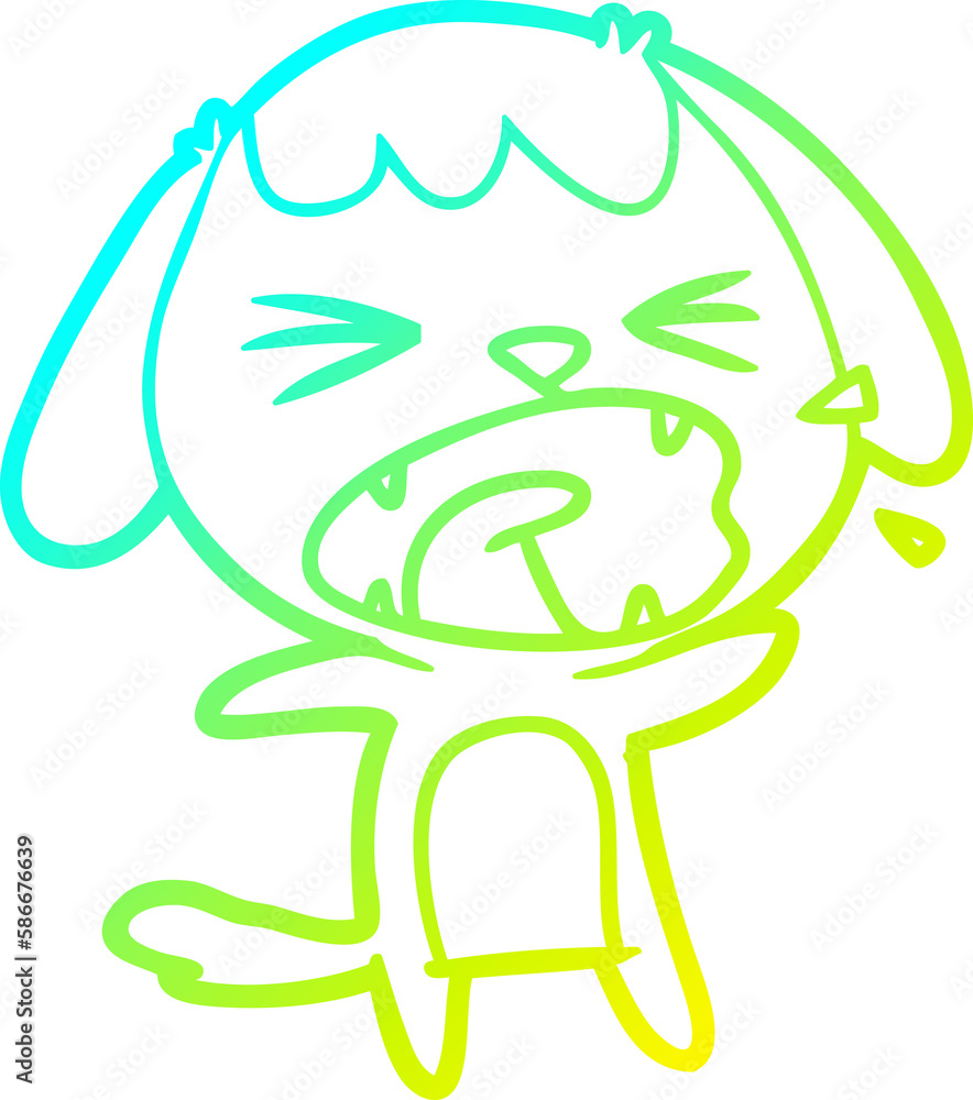 cold gradient line drawing cute cartoon dog barking cold gradient line drawing cute cartoon dog barking
