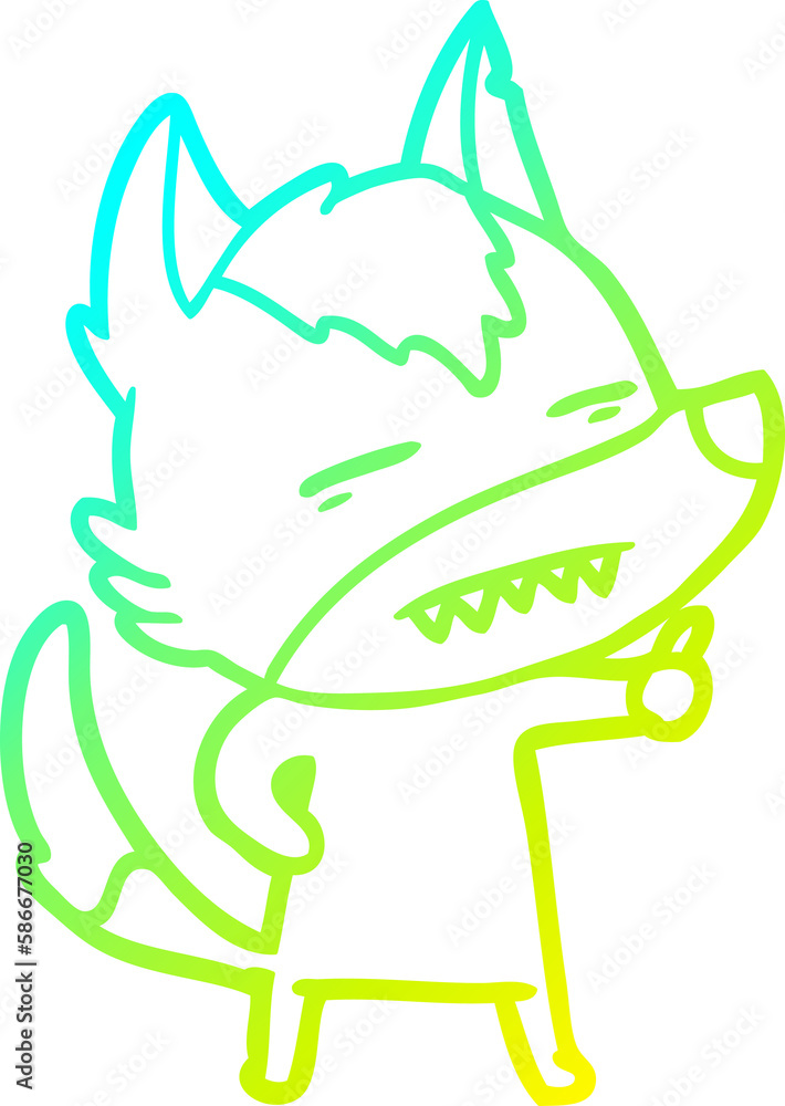 cold gradient line drawing cartoon wolf showing teeth cold gradient line drawing cartoon wolf showing teeth