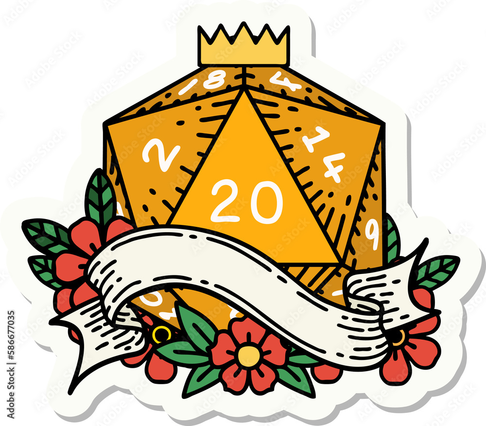 natural twenty D20 dice roll sticker natural twenty D20 dice roll sticker