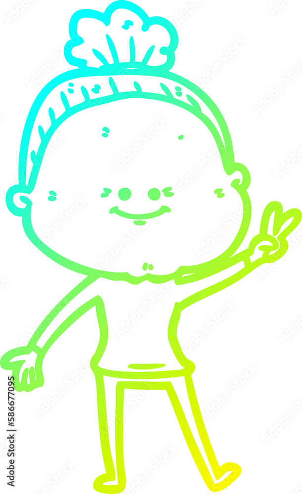 cold gradient line drawing cartoon happy old woman cold gradient line drawing cartoon happy old woman