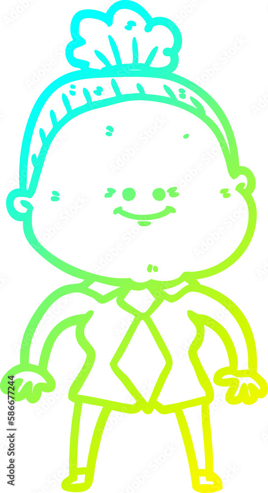 cold gradient line drawing cartoon happy old woman cold gradient line drawing cartoon happy old woman
