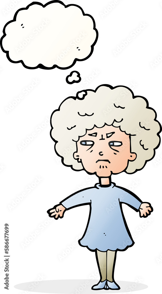 cartoon bitter old woman with thought bubble cartoon bitter old woman with thought bubble