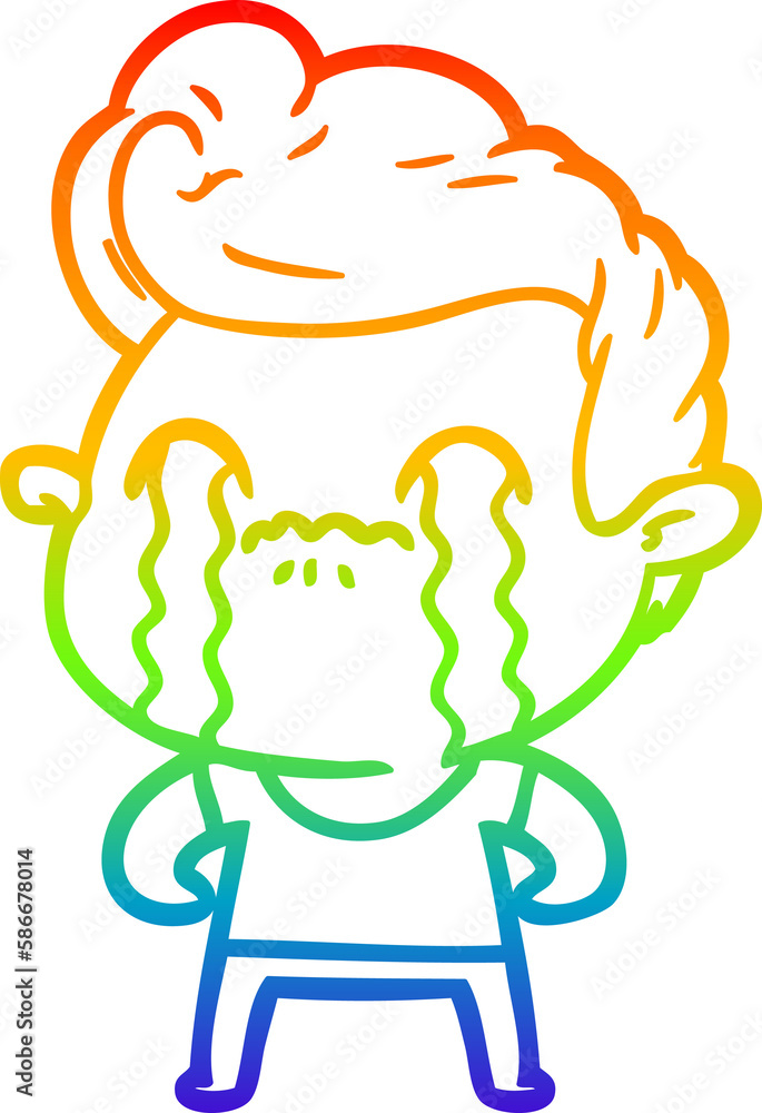 rainbow gradient line drawing cartoon man crying rainbow gradient line drawing cartoon man crying