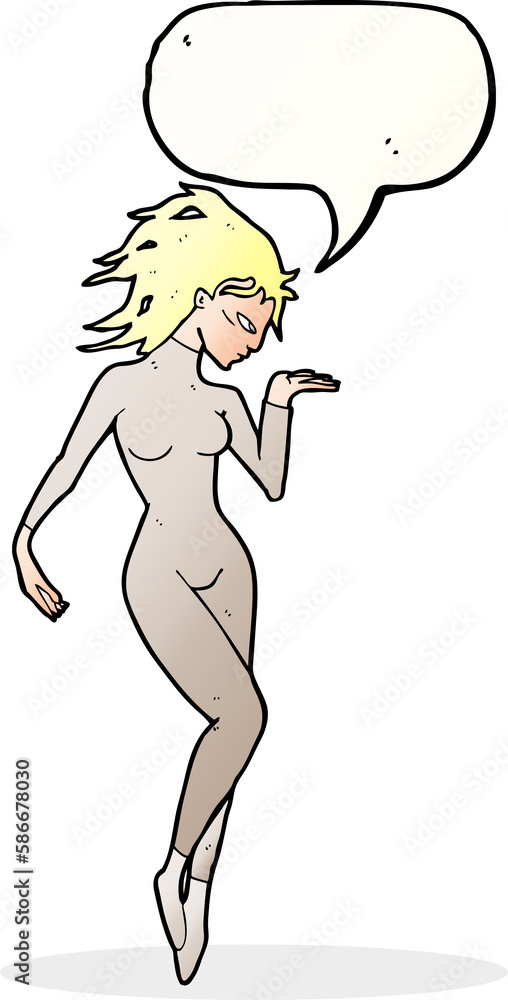cartoon future space woman with speech bubble cartoon future space woman with speech bubble