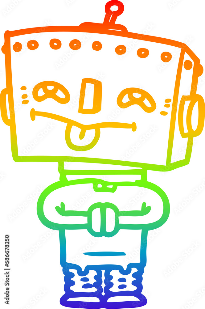 rainbow gradient line drawing cartoon robot rainbow gradient line drawing cartoon robot