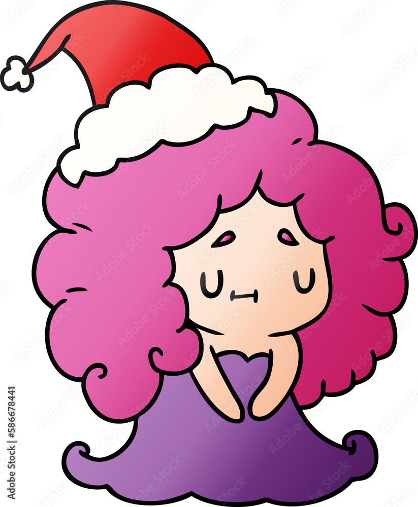 Obraz premium christmas gradient cartoon of kawaii girl
