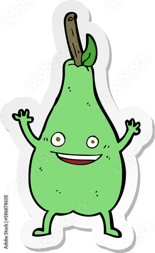 sticker of a cartoon happy pear