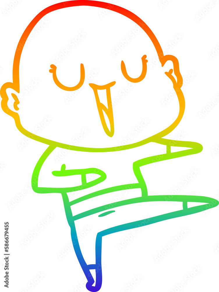 rainbow gradient line drawing happy cartoon bald man rainbow gradient line drawing happy cartoon bald man