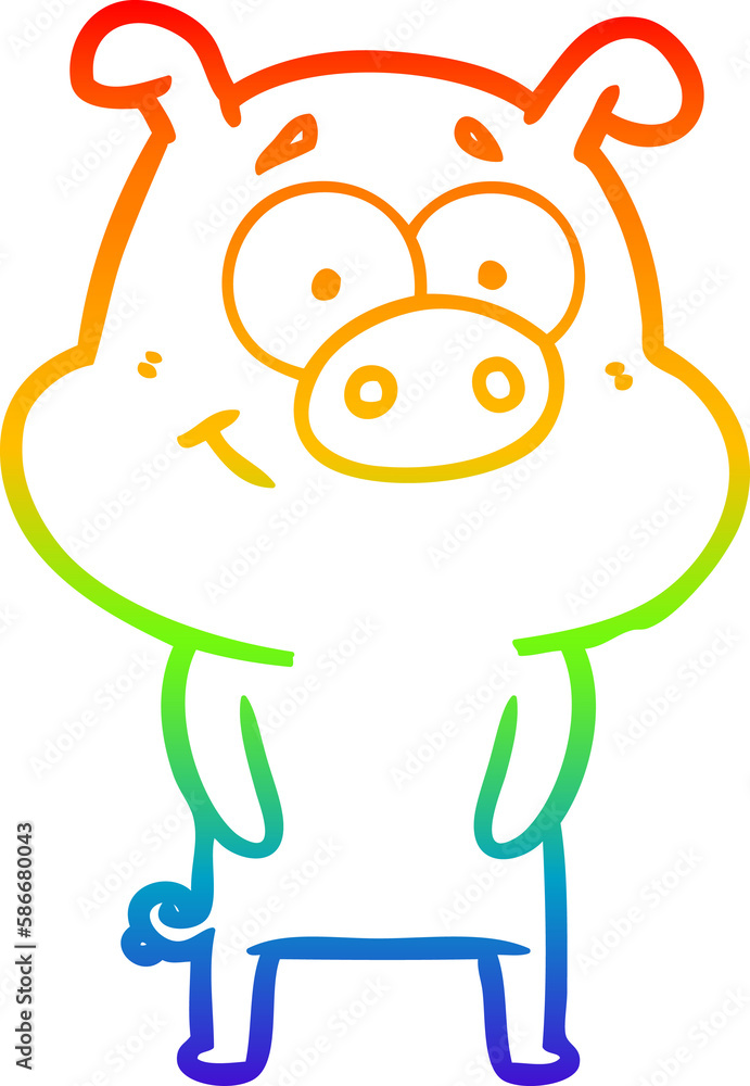 rainbow gradient line drawing happy cartoon pig rainbow gradient line drawing happy cartoon pig