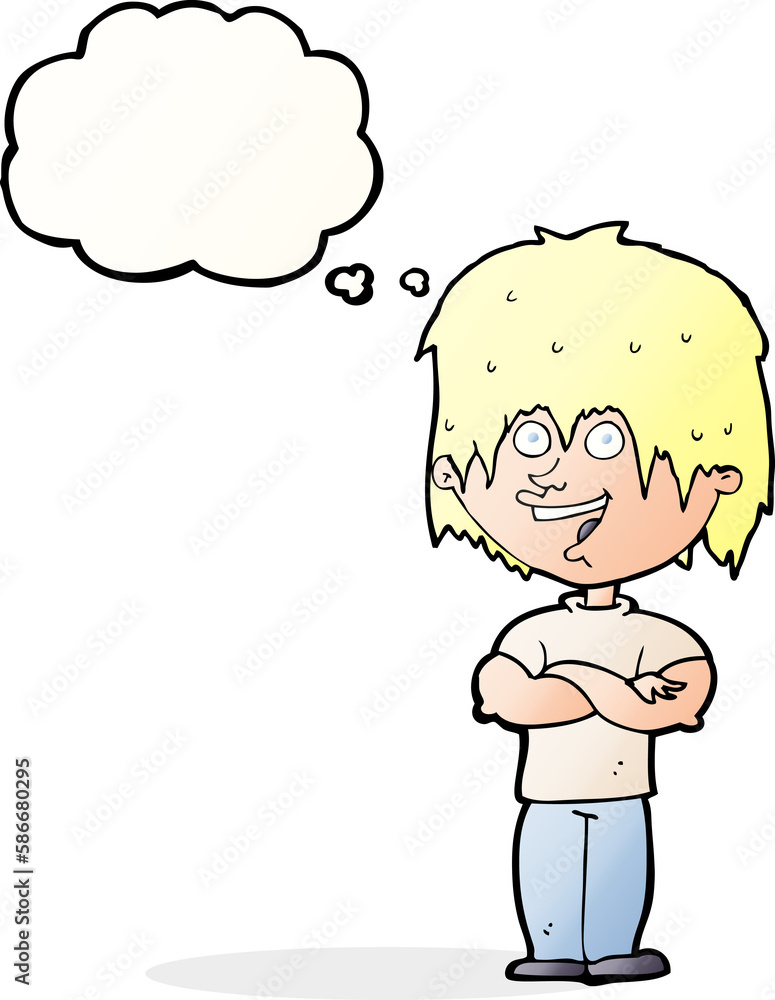 cartoon happy man with thought bubble cartoon happy man with thought bubble