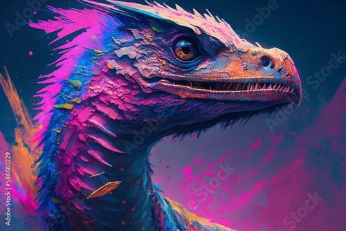 Jurassic Magic  Fairy Kei-Styled Dinosaur Portrait. Ai generative