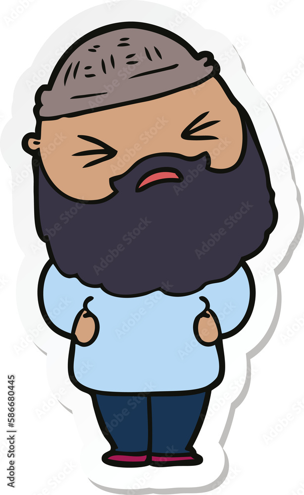 sticker of a cartoon man with beard