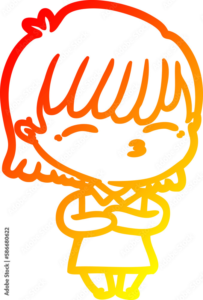 warm gradient line drawing cartoon woman warm gradient line drawing cartoon woman