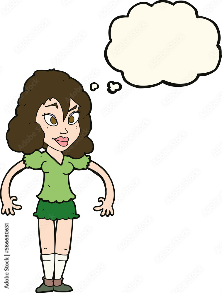 cartoon pretty woman with thought bubble cartoon pretty woman with thought bubble