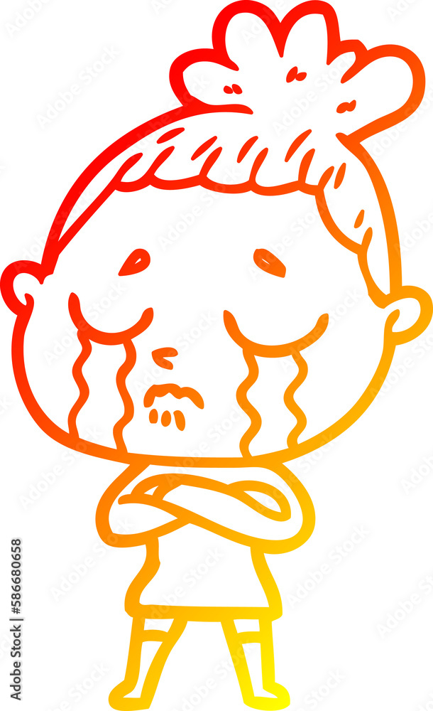 warm gradient line drawing cartoon crying woman warm gradient line drawing cartoon crying woman