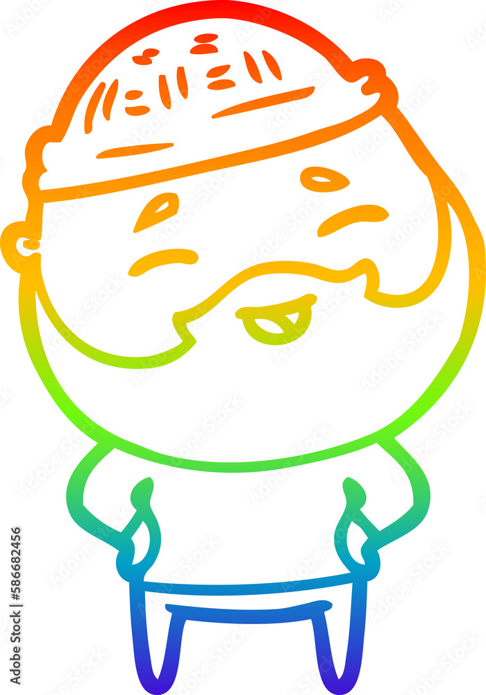 rainbow gradient line drawing cartoon happy bearded man rainbow gradient line drawing cartoon happy bearded man