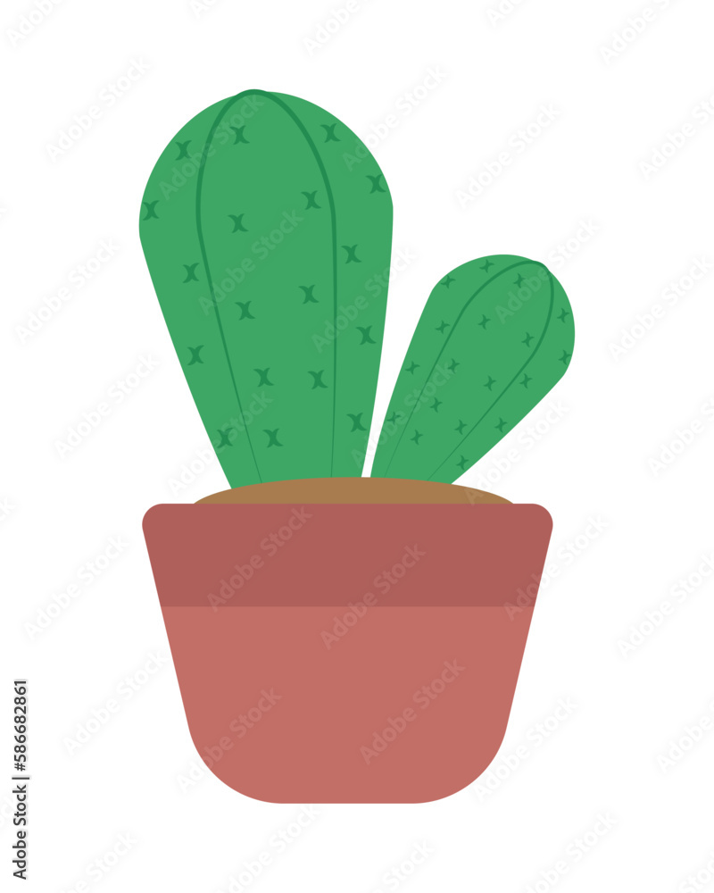 Fresh green houseplant in cute flower pot design. Fresh green houseplant in cute flower pot design.