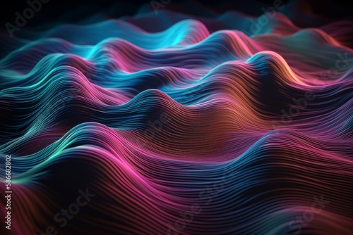 Abstract Hologram Data Flow Background Made of 3D Parametric Texture, Ripples, Highly Detailed .Generative AI