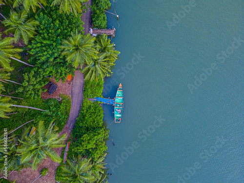 Fishing Boat in the Kerela backwaters, India photo