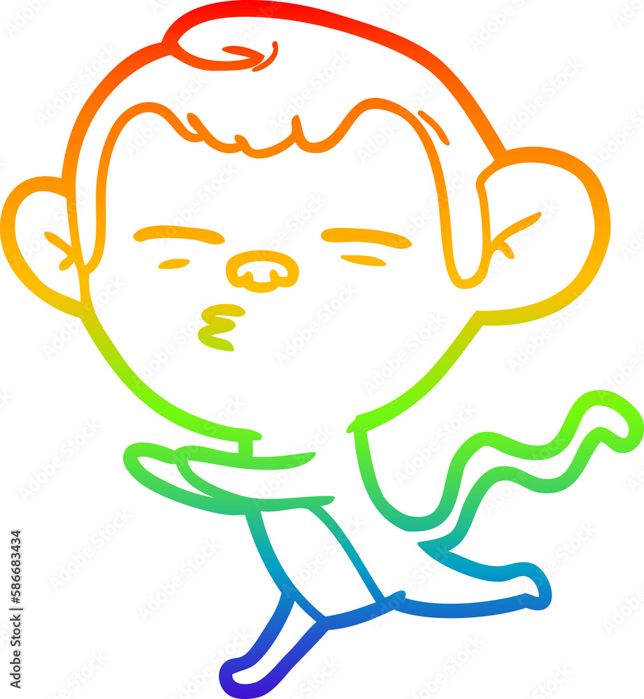 rainbow gradient line drawing cartoon suspicious monkey rainbow gradient line drawing cartoon suspicious monkey