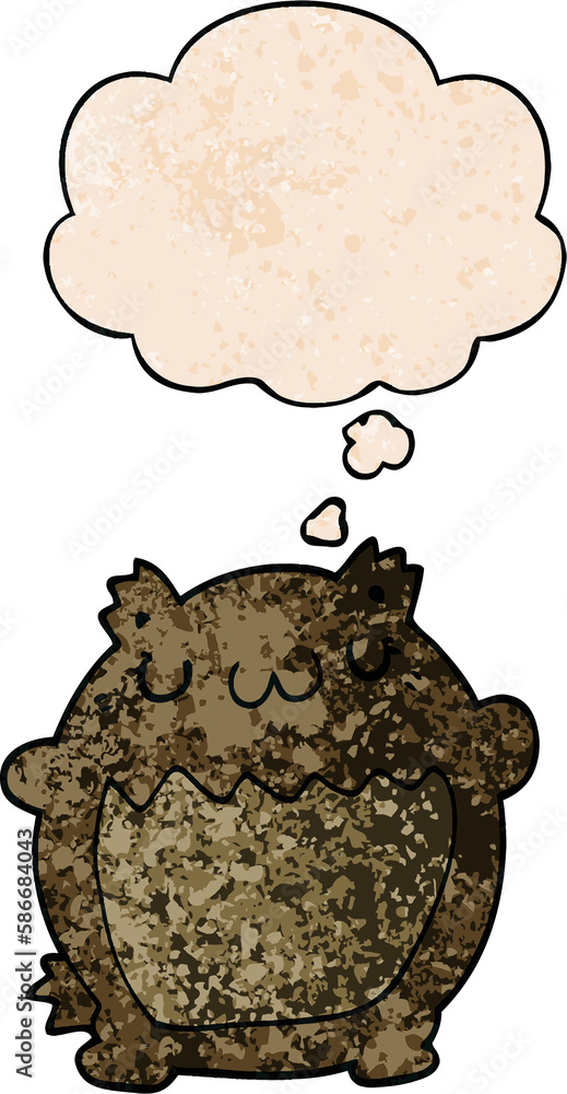 cartoon bear and thought bubble in grunge texture pattern style cartoon bear and thought bubble in grunge texture pattern style