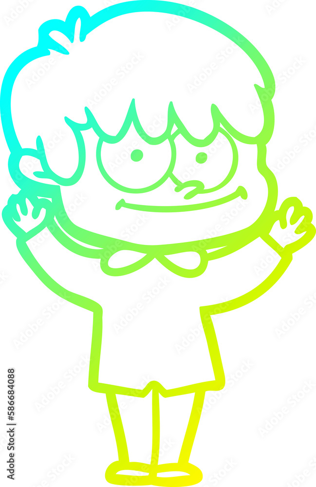 Obraz premium cold gradient line drawing happy cartoon man